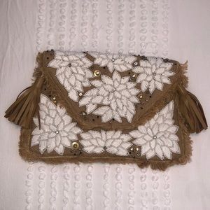 Anthropologie Beaded Envelope Clutch Bag